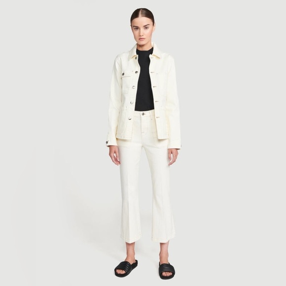 FRAME Carpenter Color Crop Flare Jeans Off White Size 26 - Picture 13 of 14